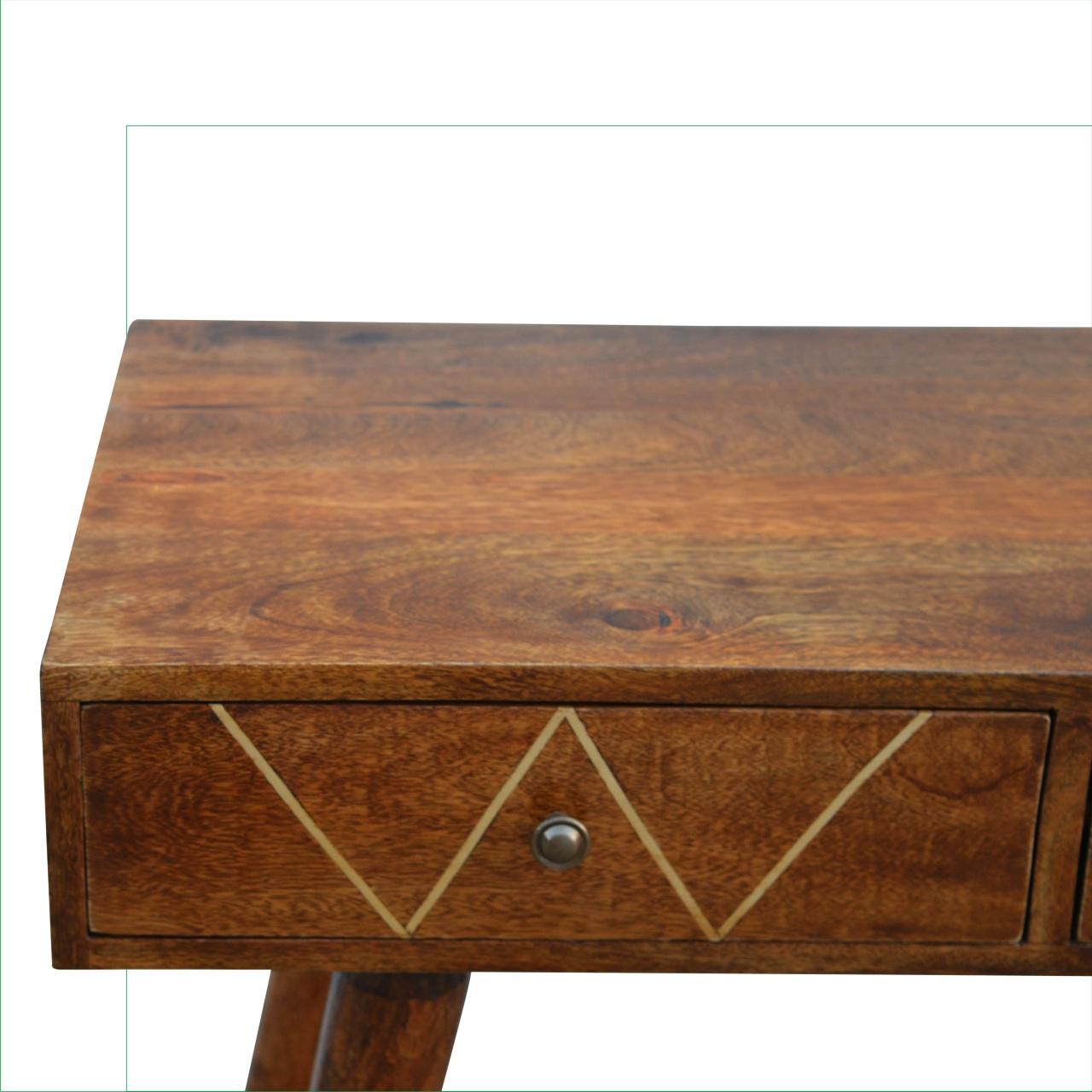 Gold Geometric Print Chestnut Console Table
