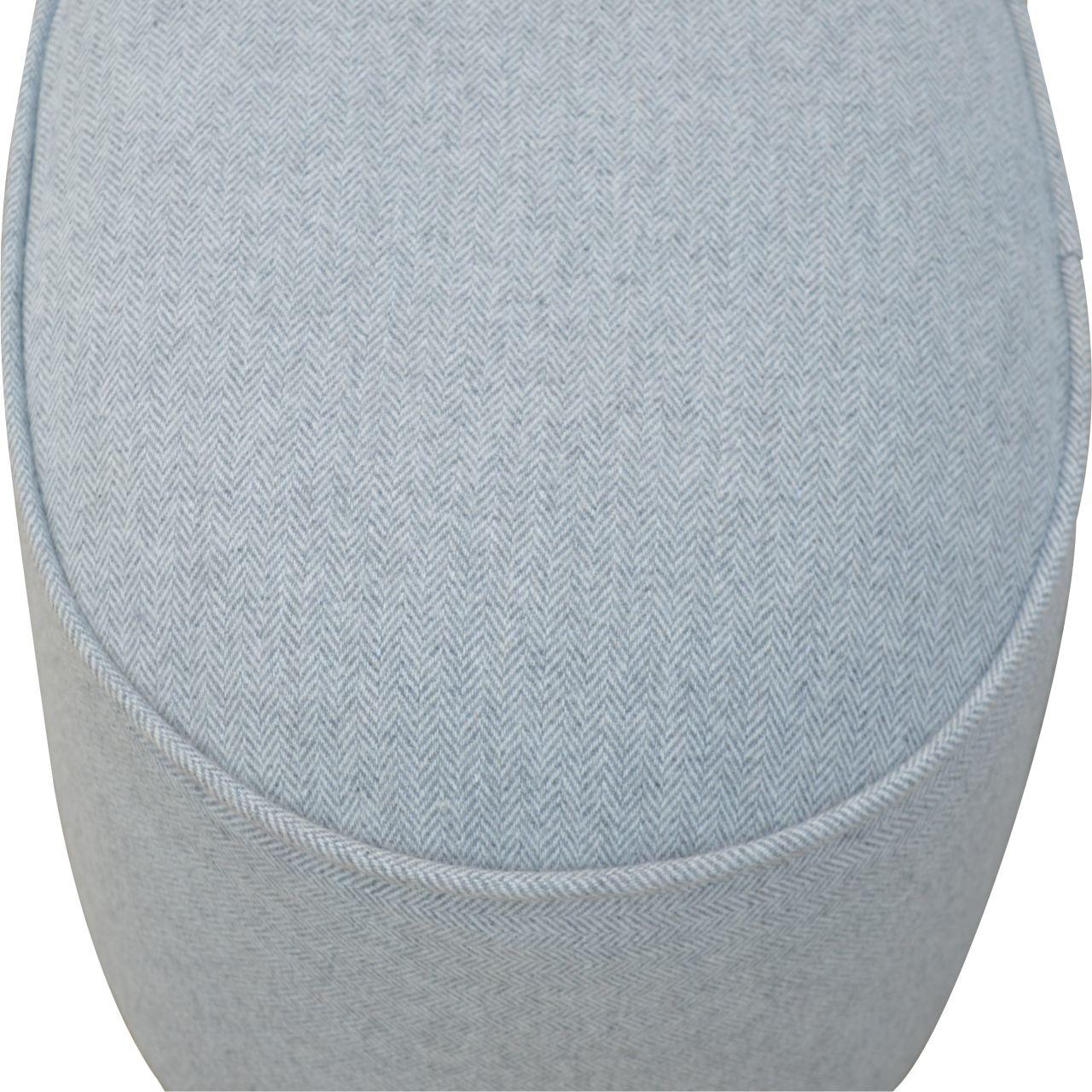 Light Grey Tweed Oval Footstool