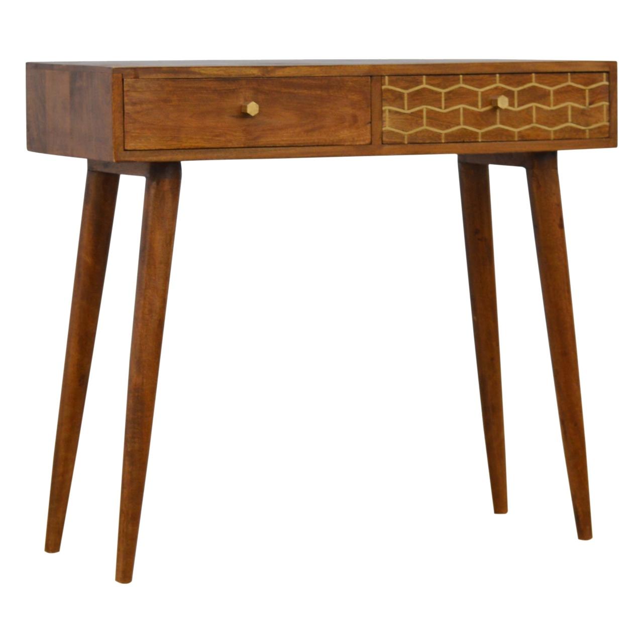 Gold Pattern Drawer Console Table