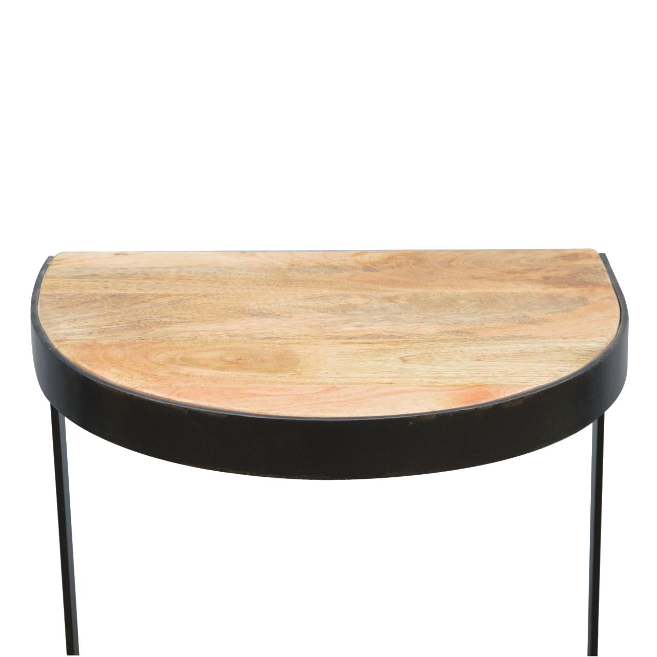 Industrial End Table with Wooden Top