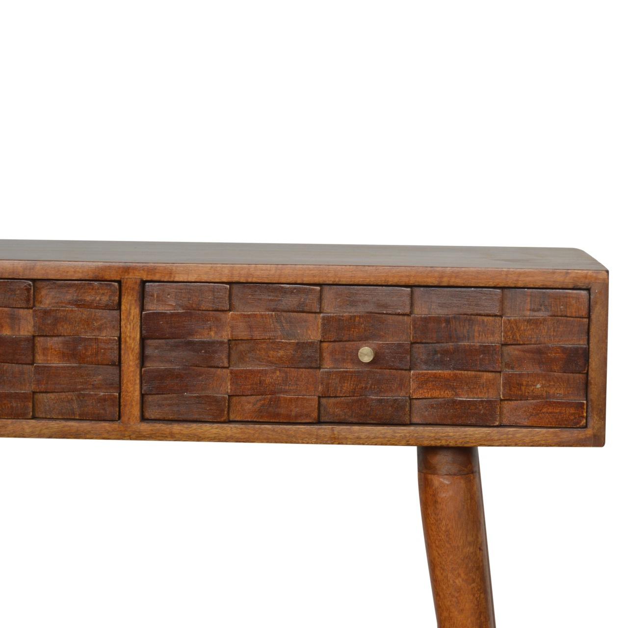 Tile Carved Chestnut Console Table