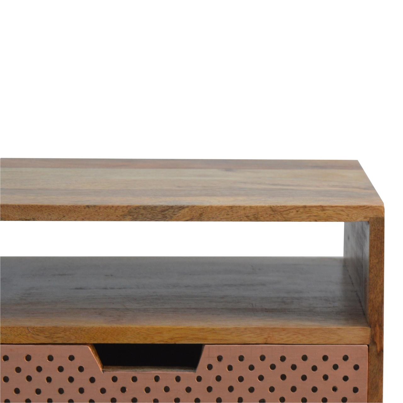 Perforated Copper Bedside With Open Slot