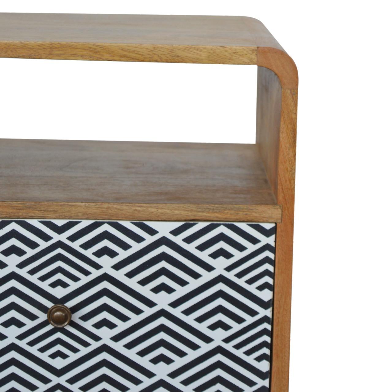 Monochrome Print Bedside With Open Slot