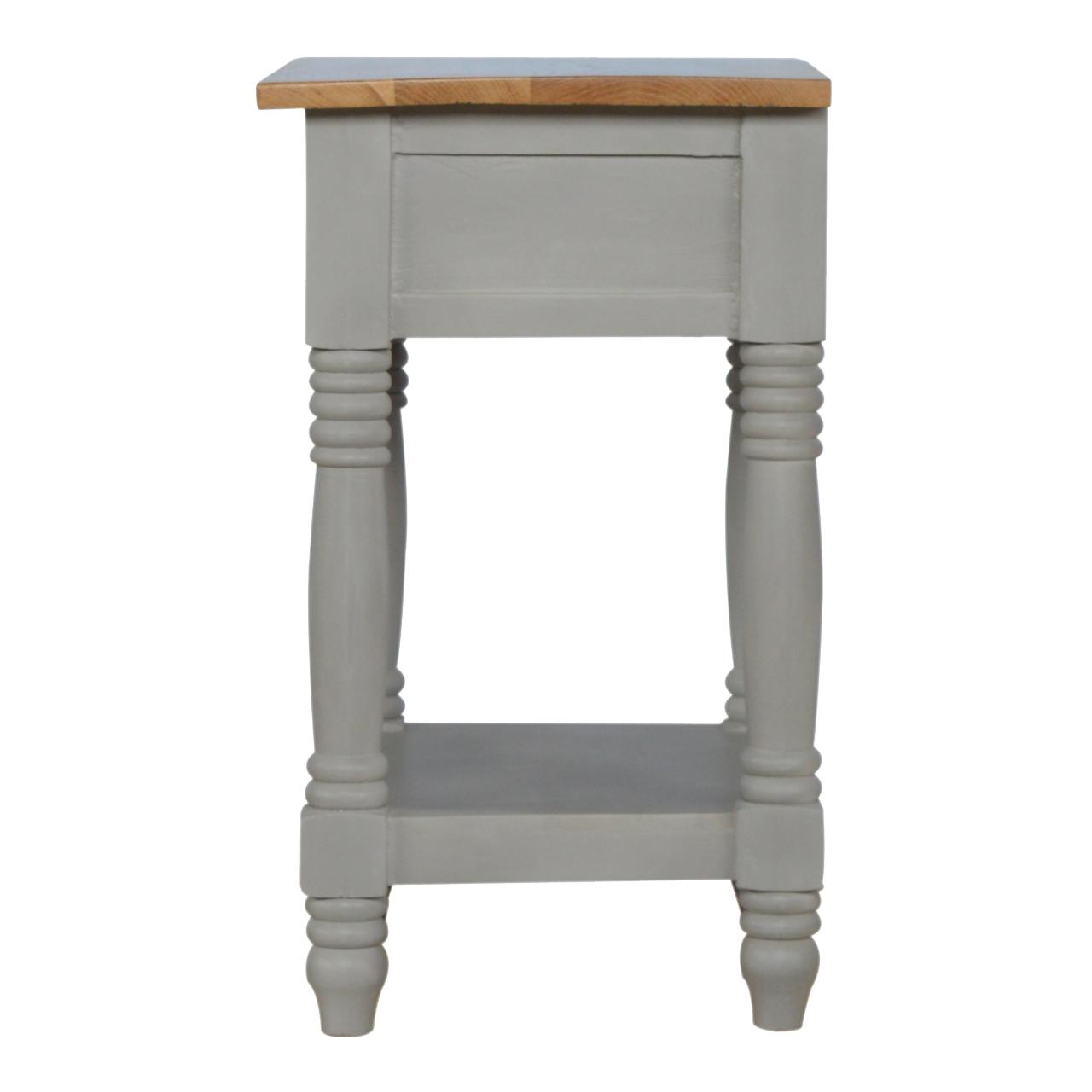 Grey Painted Bedside With Wooden Top