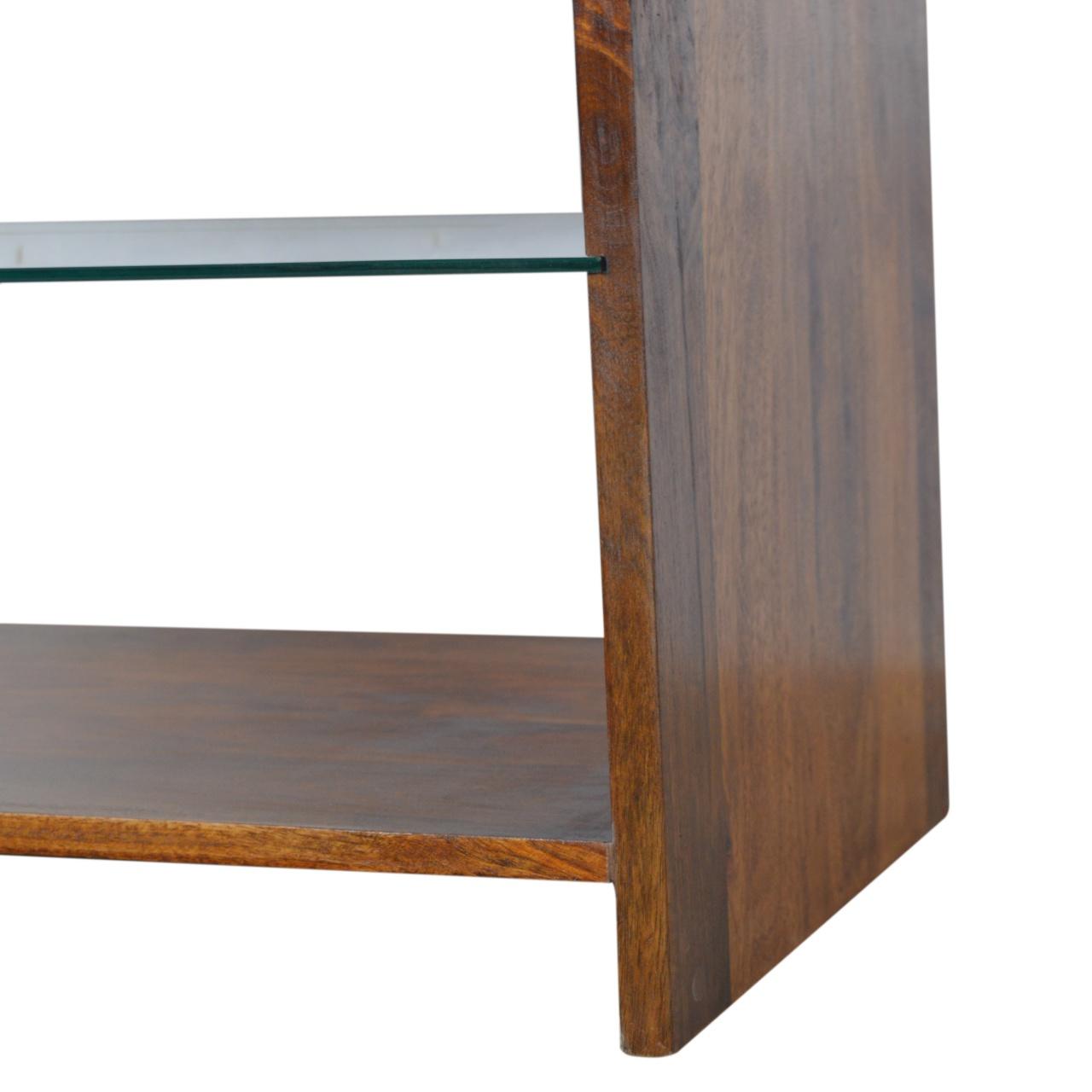 Chestnut Glass Shelf Coffee Table