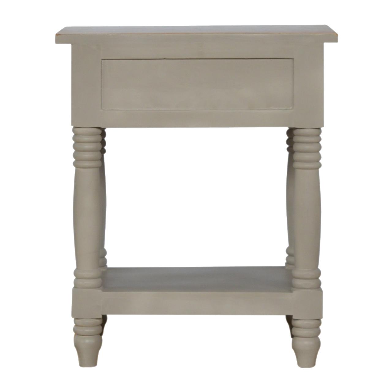 Grey Painted Bedside With Wooden Top
