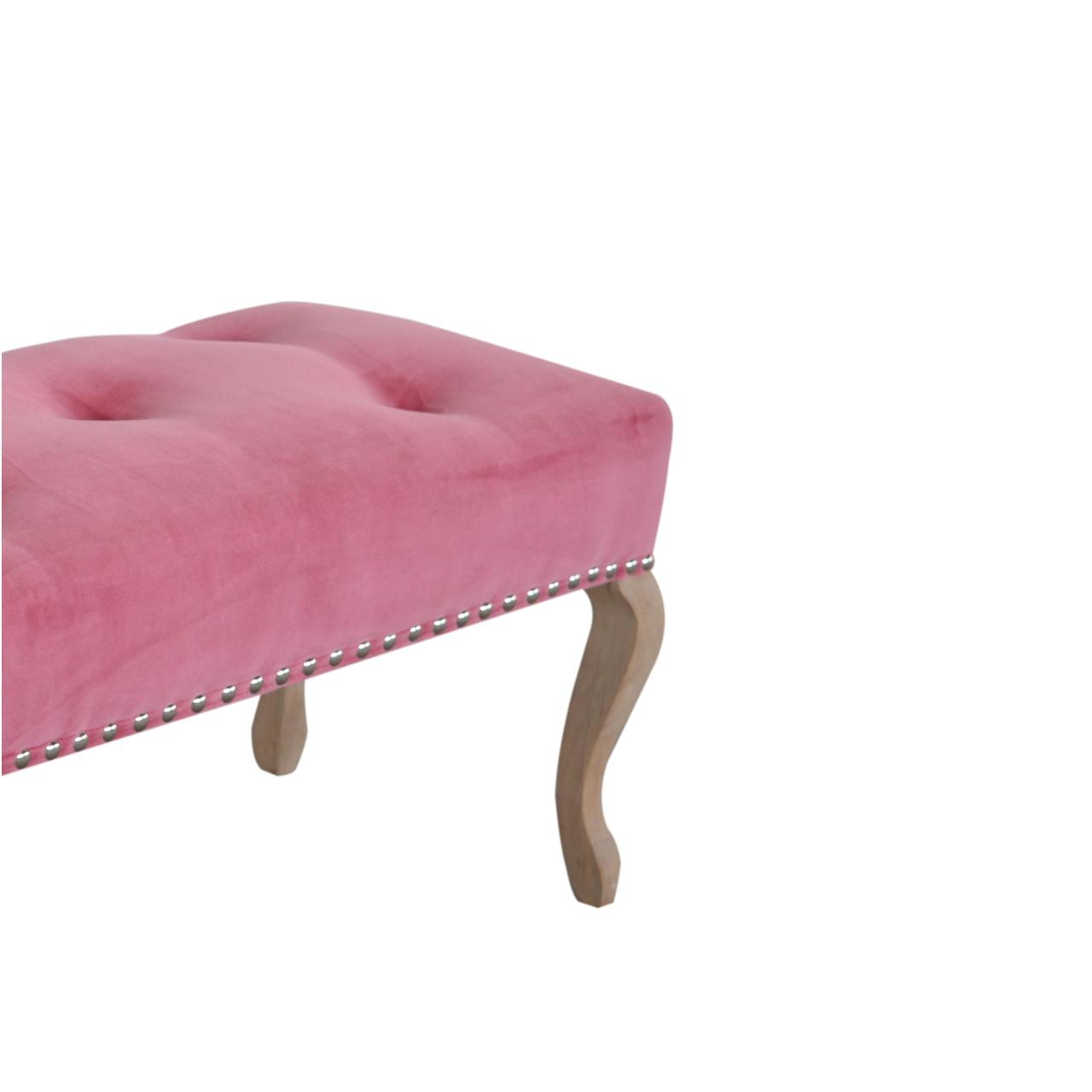 French Style Pink Velvet Bench