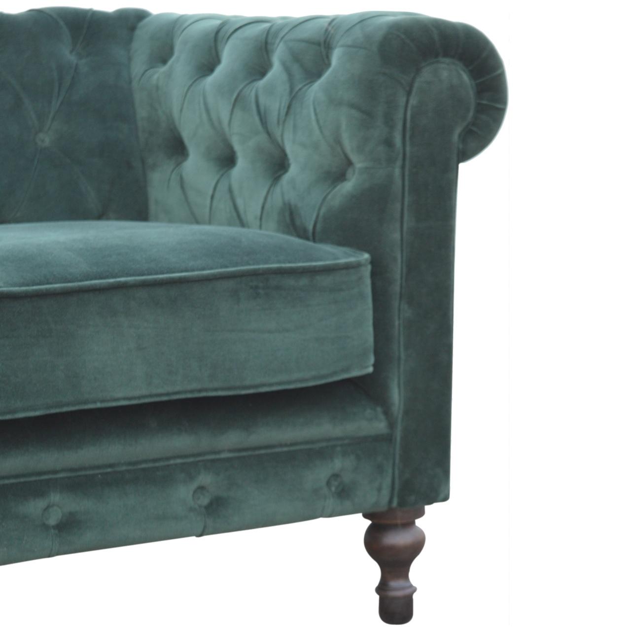 Emerald Green Velvet 2 Seater Chesterfield Sofa
