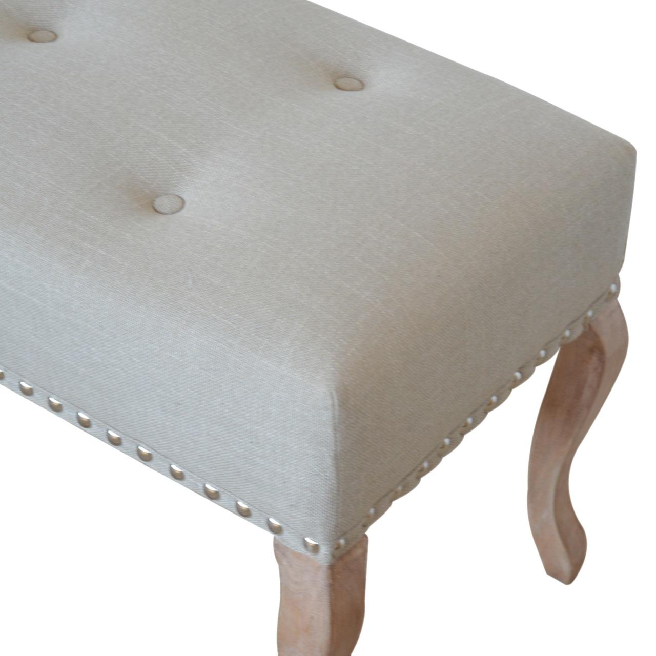Cream Upholstered Studded Hallway Bench