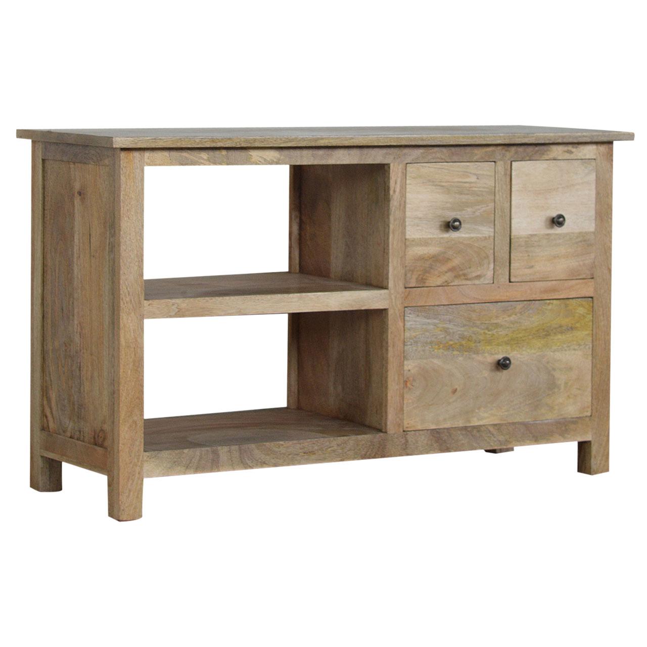 Country Style Media Unit with Three Drawers