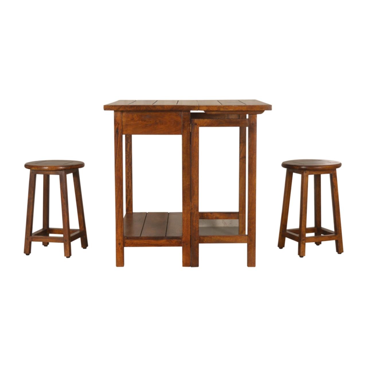 Chestnut Breakfast Table with 2 Stools