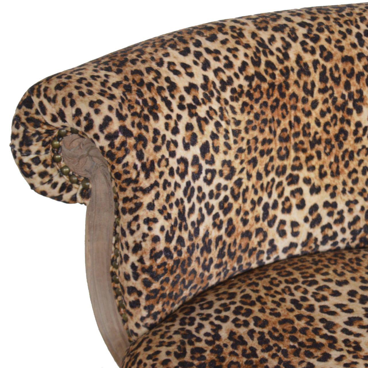 Leopard Print Studded Chair with Cabriole Legs