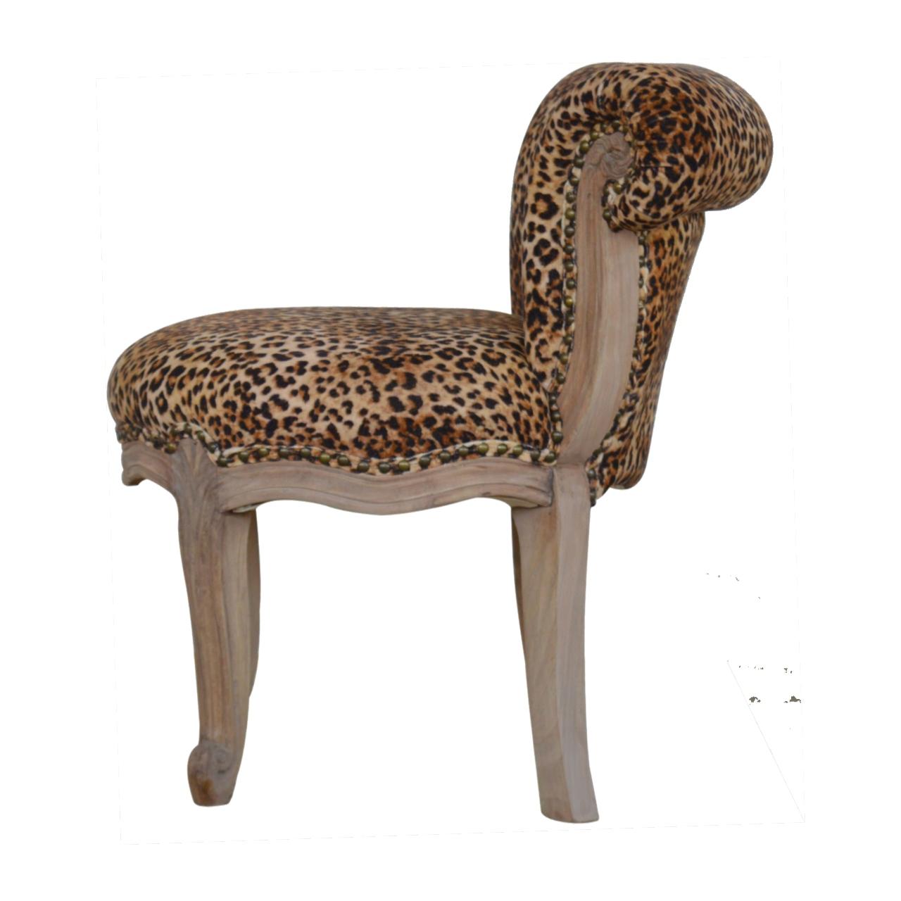 Leopard Print Studded Chair with Cabriole Legs