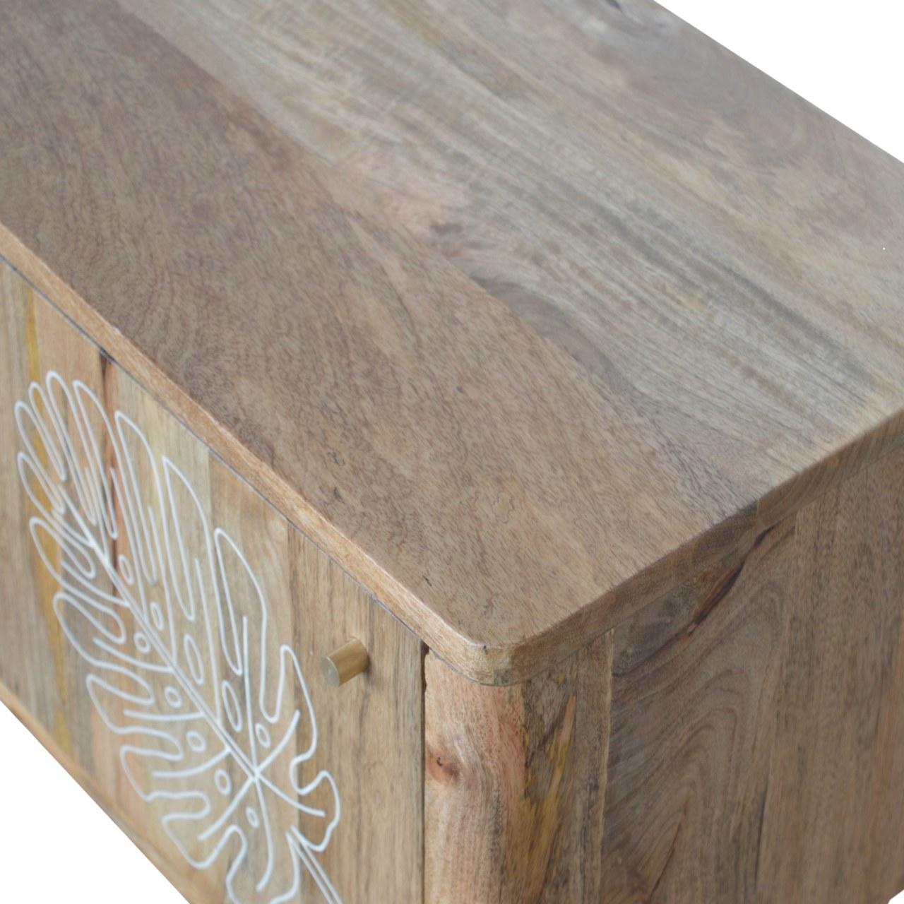 Leaf Embossed Resin Solid Wood Cabinet 2