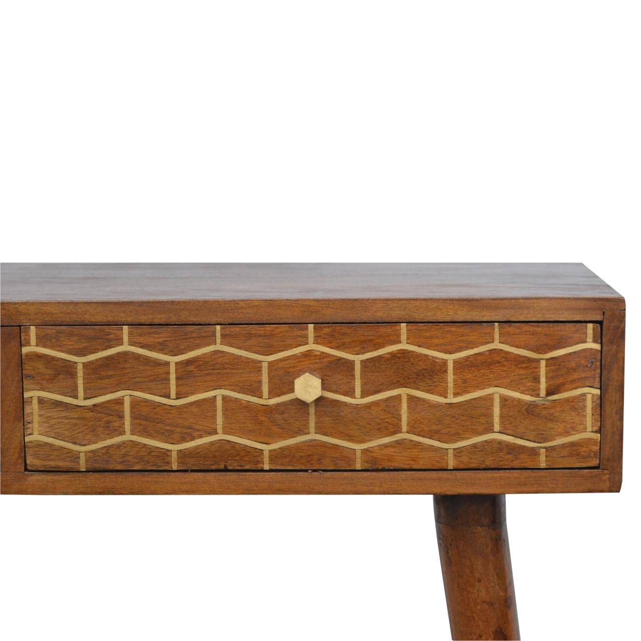 Gold Pattern Drawer Console Table