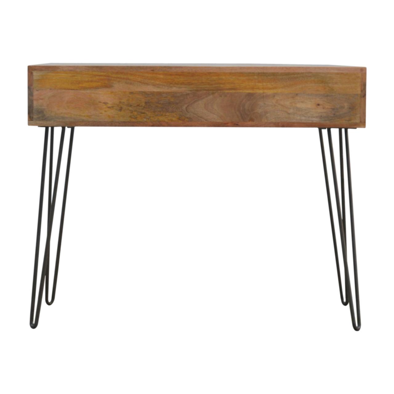 Solid Wood 4 Drawers Console Table With Iron Base