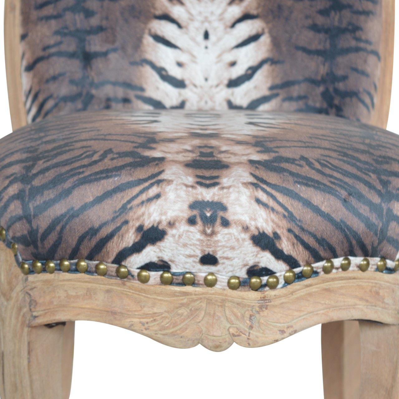 Tiger Printed Studded Chair