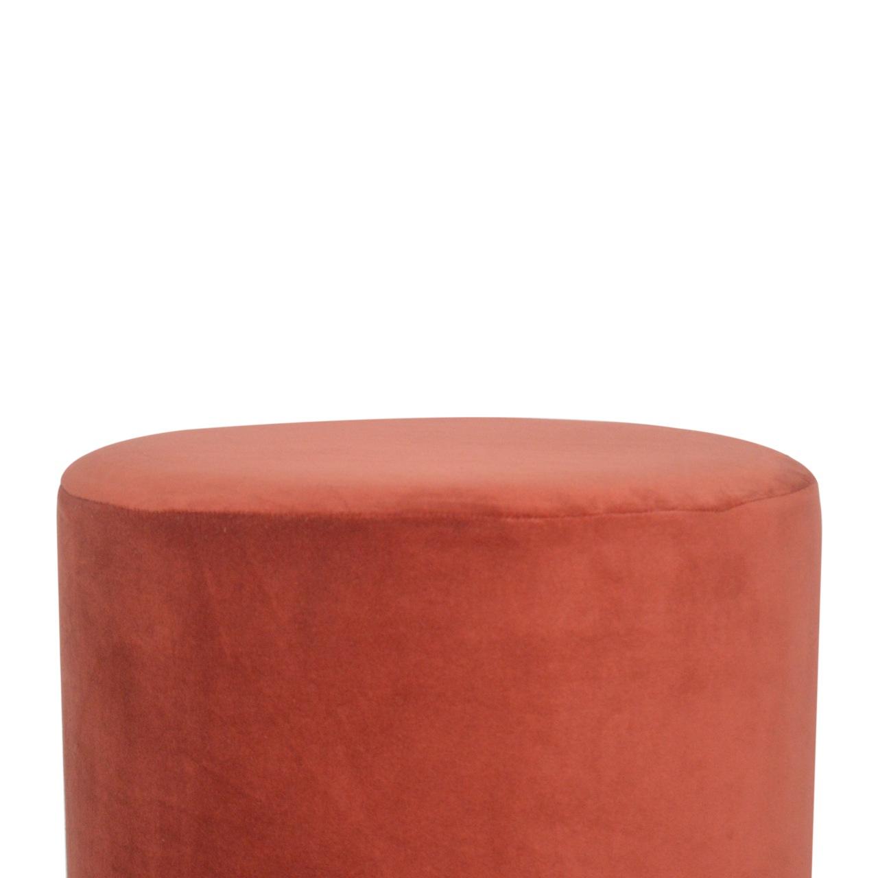 Rust Velvet Footstool with Gold Base
