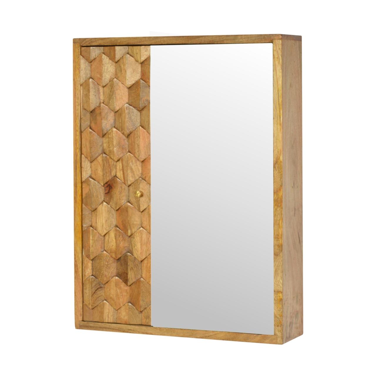 Pineapple Carved Sliding Wall Mirror Cabinet