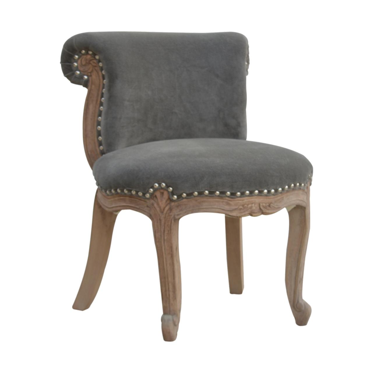 Grey Velvet Studded Chair