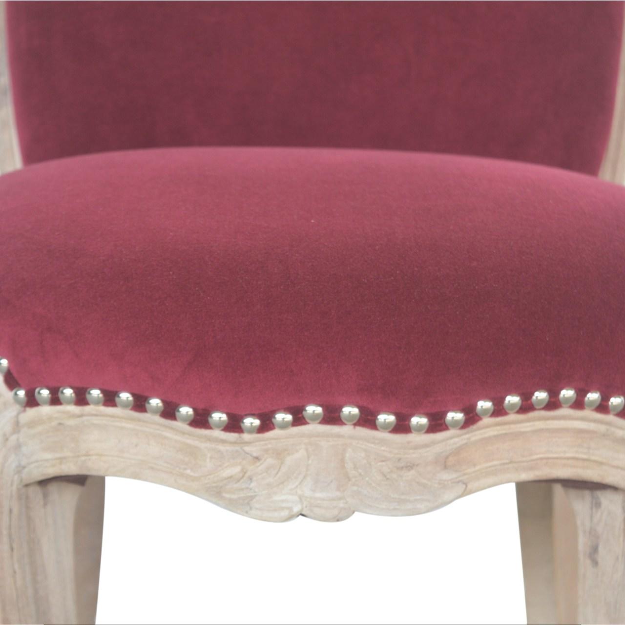 Wine Red Velvet Studded Chair