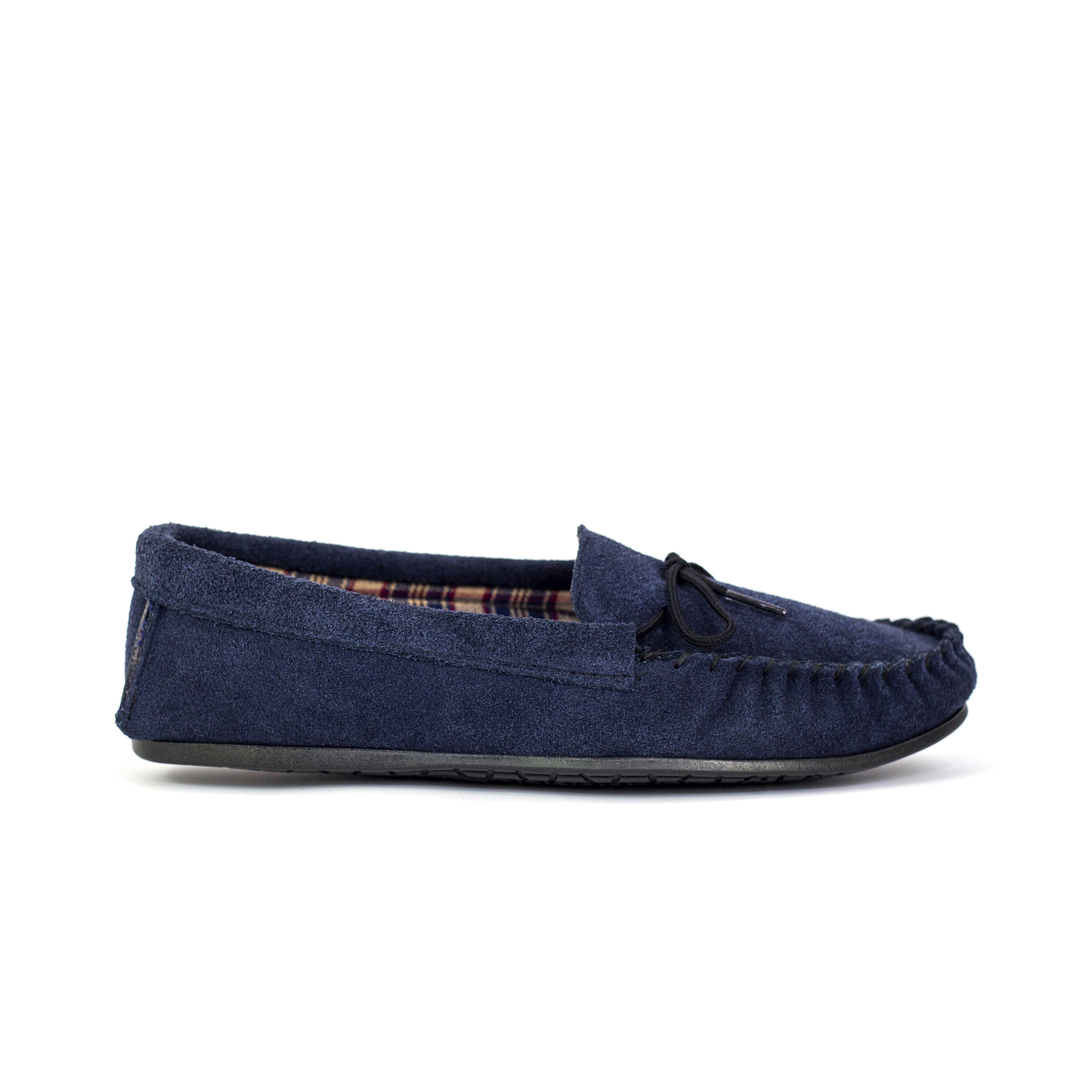 Ladies Leather Moccasin Slippers with Sheepskin Lining - Lambland