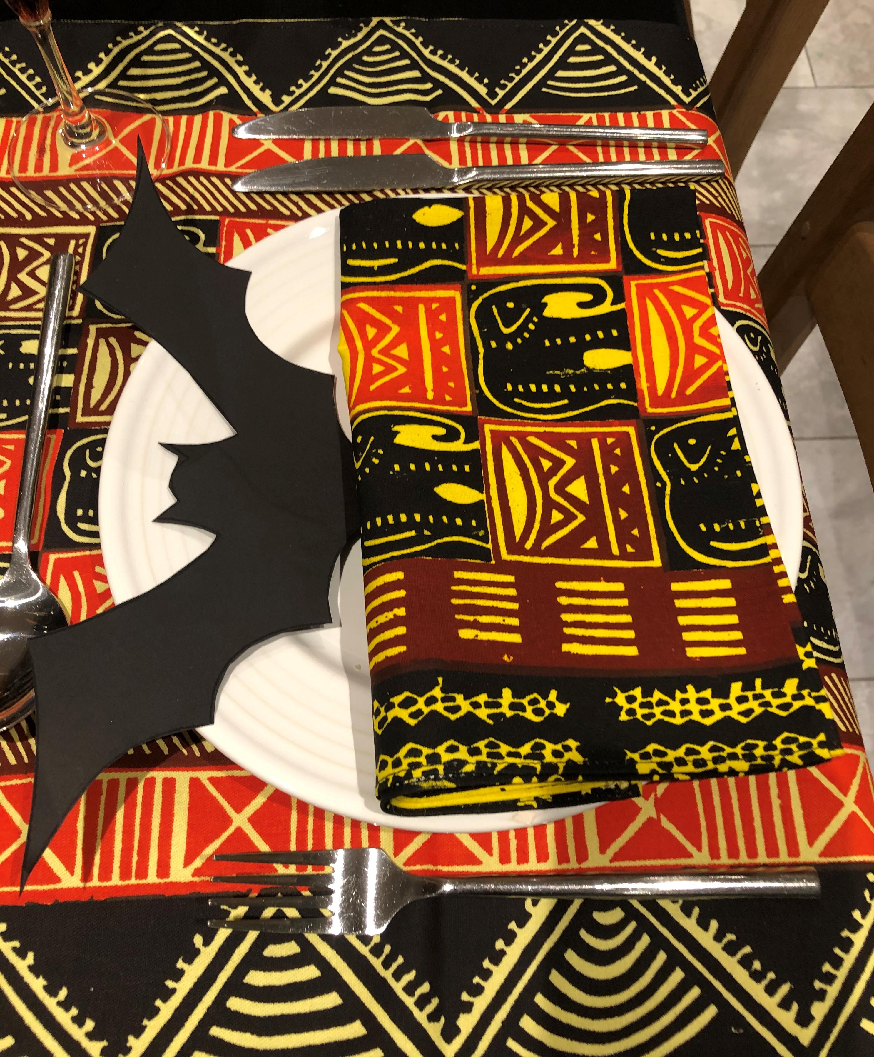 African Cloth Napkins, orange and blue, handmade in Zimbabwe