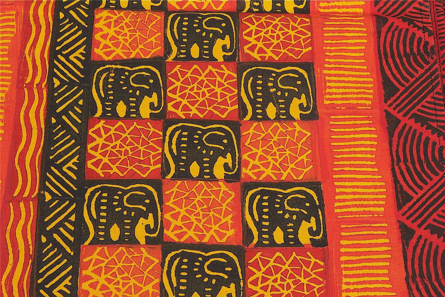 Orange Elephant Tablecloth, handmade in Zimbabwe