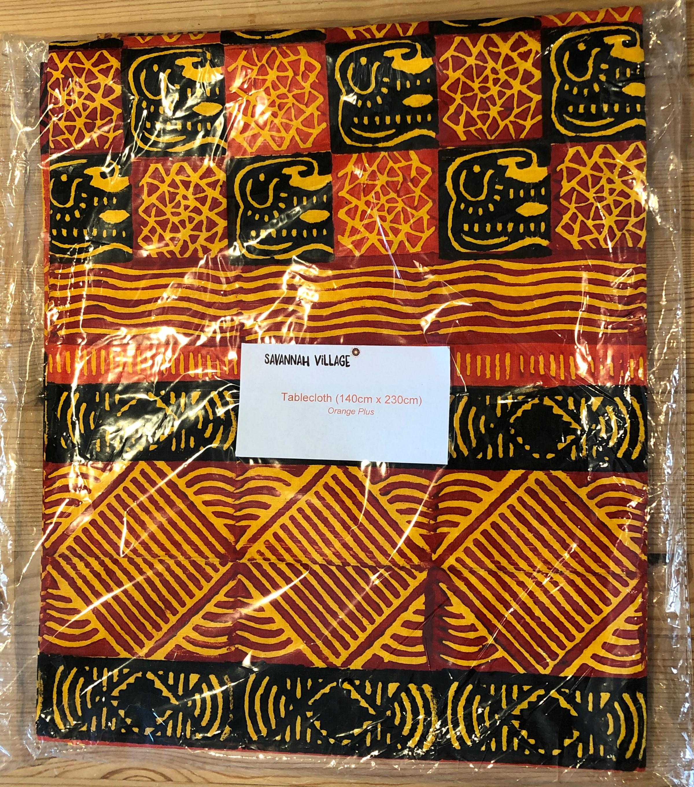 Orange Elephant Tablecloth, handmade in Zimbabwe