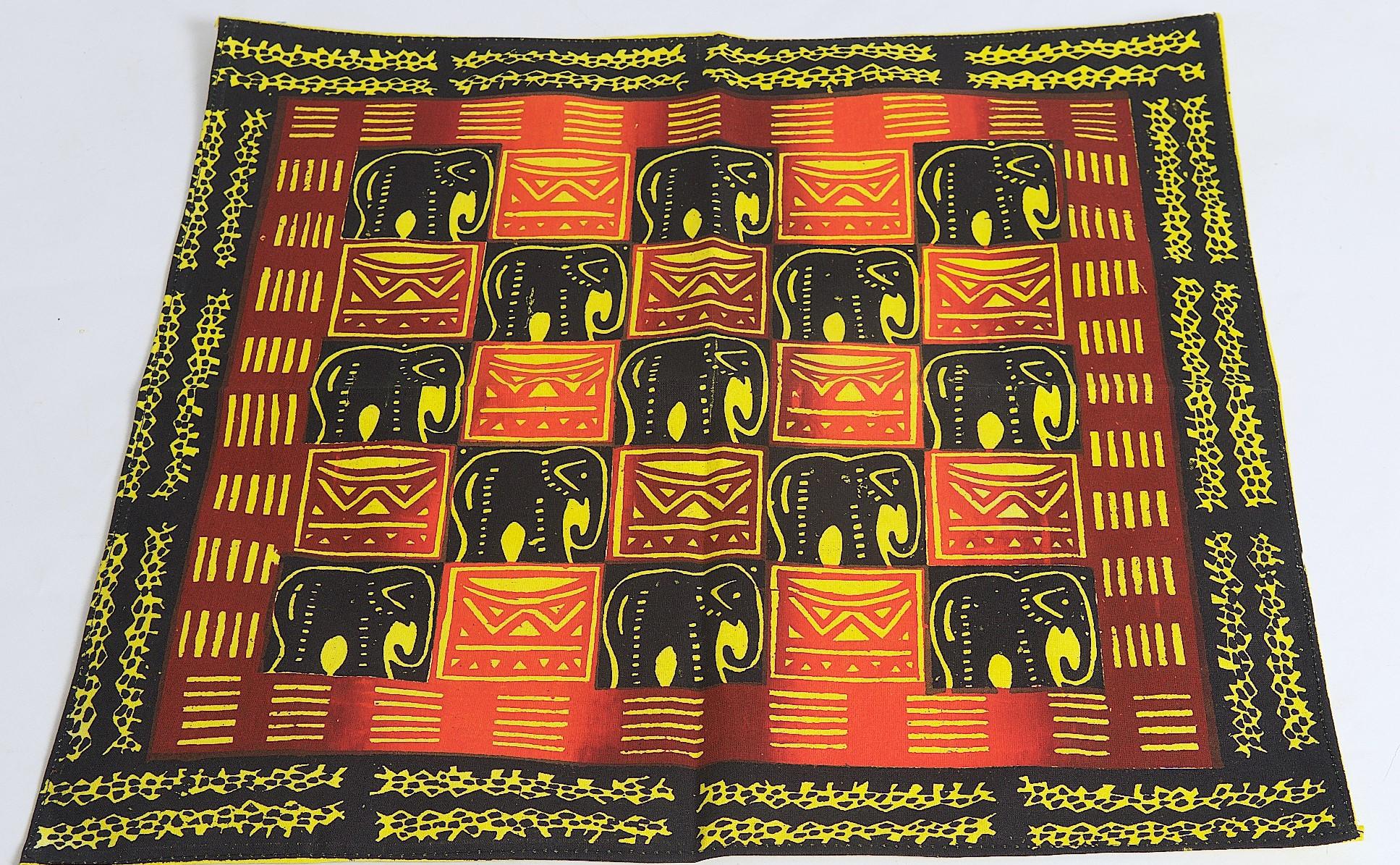 African Cloth Napkins, orange and blue, handmade in Zimbabwe