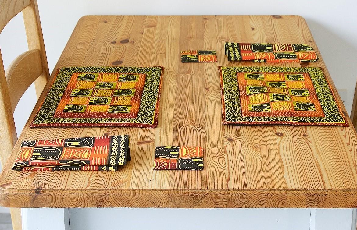 Orange Elephant Placemats, handmade in Zimbabwe (set of 4)