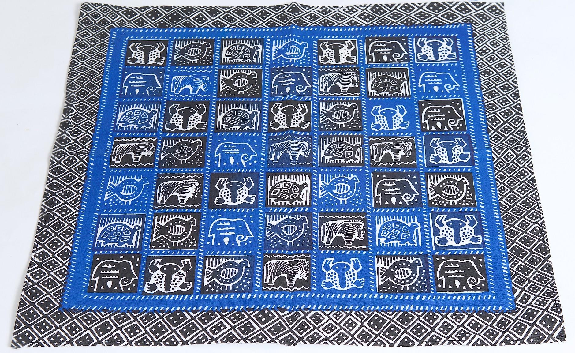 Black blue cloth napkins, handmade in Zimbabwe