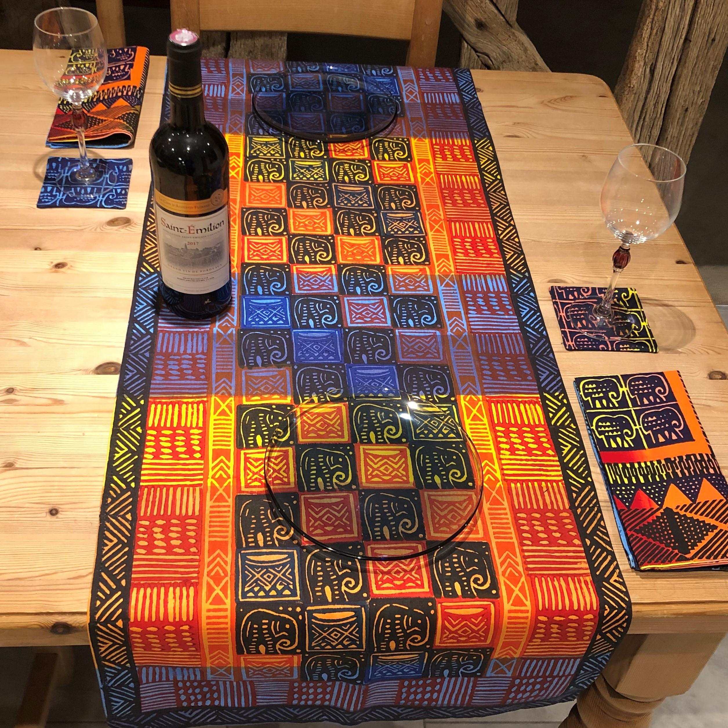 African Table Runner, handmade in Zimbabwe by rural women