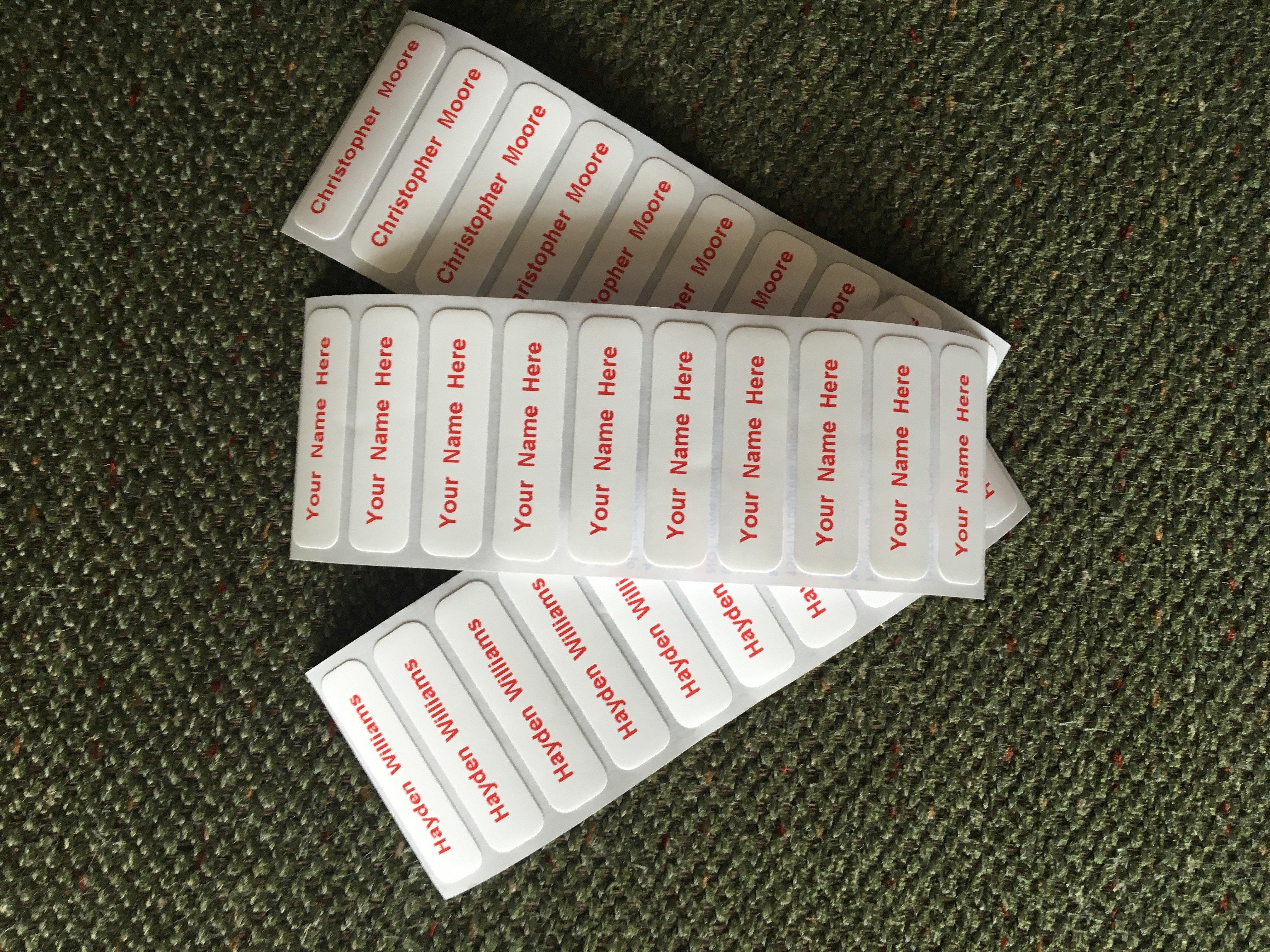 Washproof PreCut Red Print Iron On Clothes Name Tag Labels