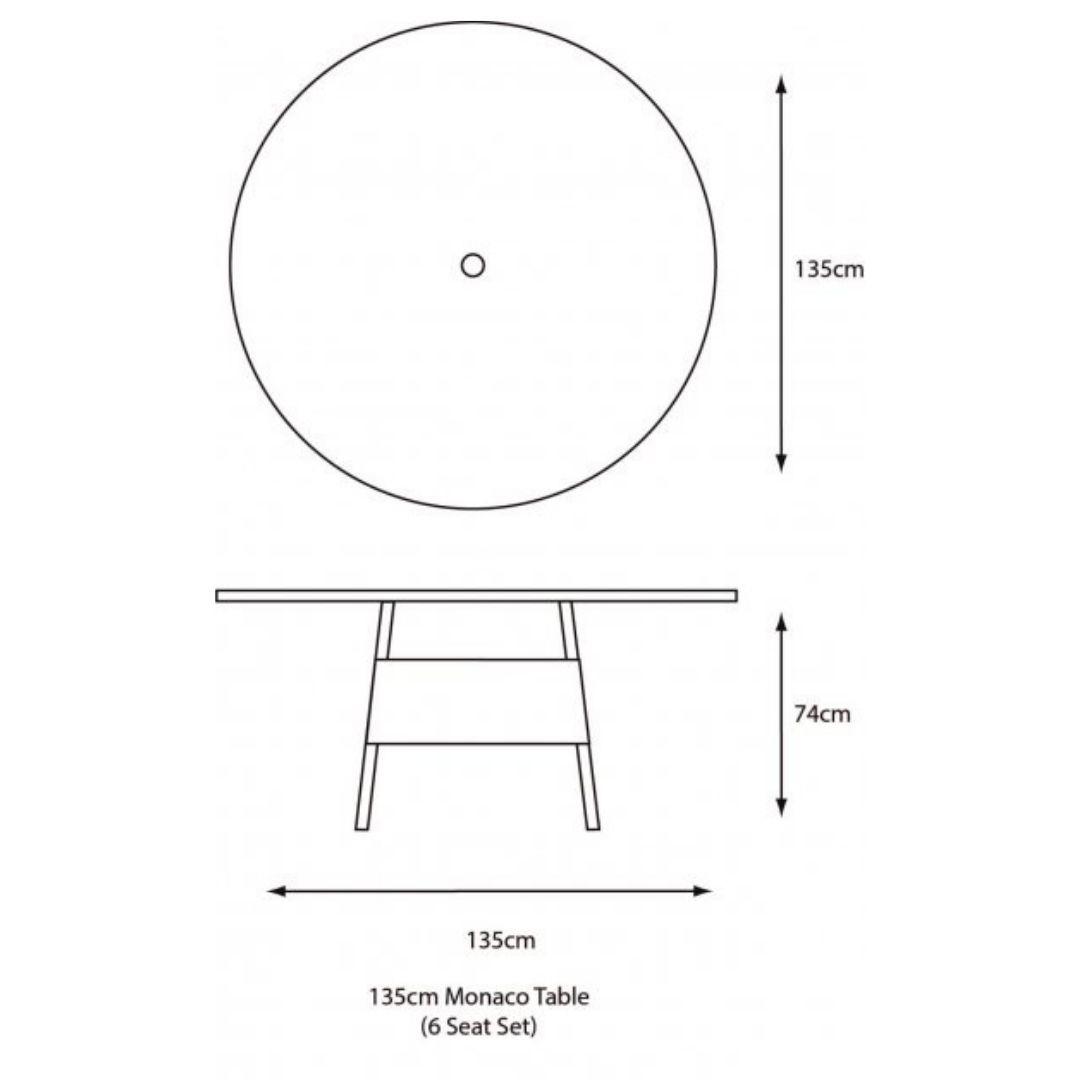 Monaco oak 6 seater table dimensions