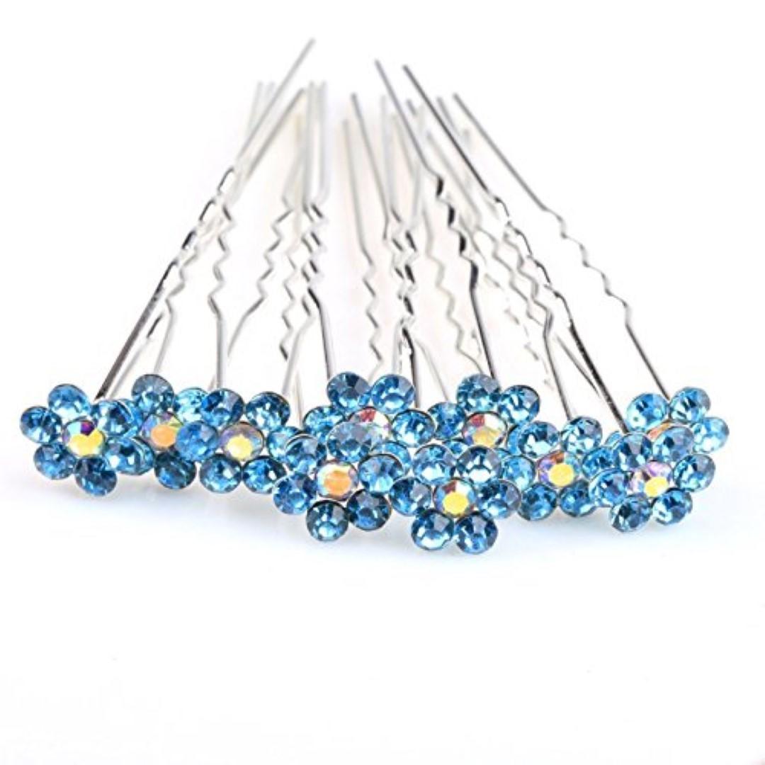 MontCherry High Quality Elegant ''Flower'' Diamante Wedding Bridal Prom Hair Pins Various Colours