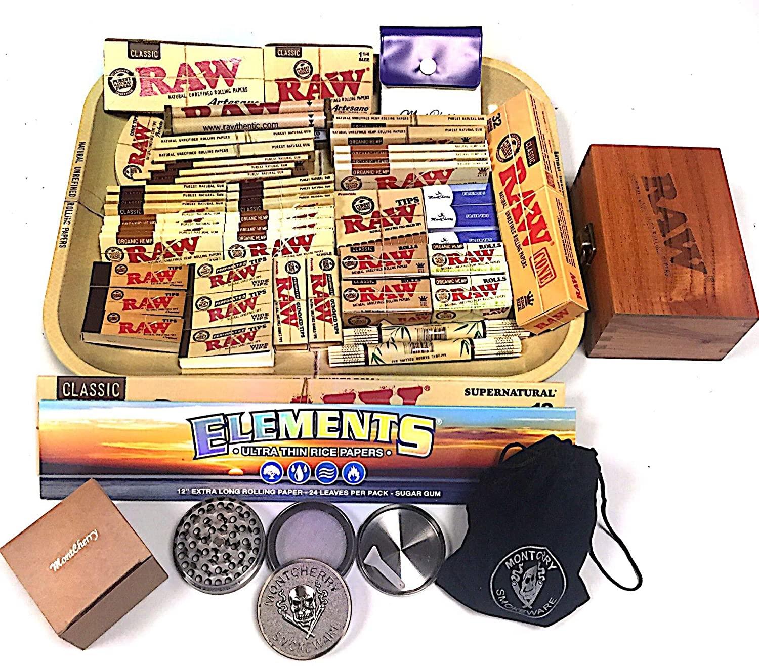 Raw Small Medium Rolling Tray Kit Gift Set Raw Classic Organic Tips Grinder  Set 6 -  Denmark