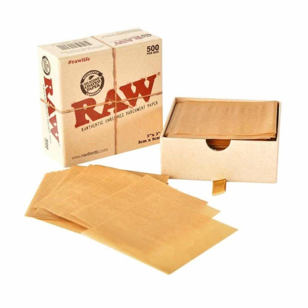 Raw Brand 3'' x 3'' Unrefined Parchment Paper Pouch Cheapest On 8cm x 8cm 