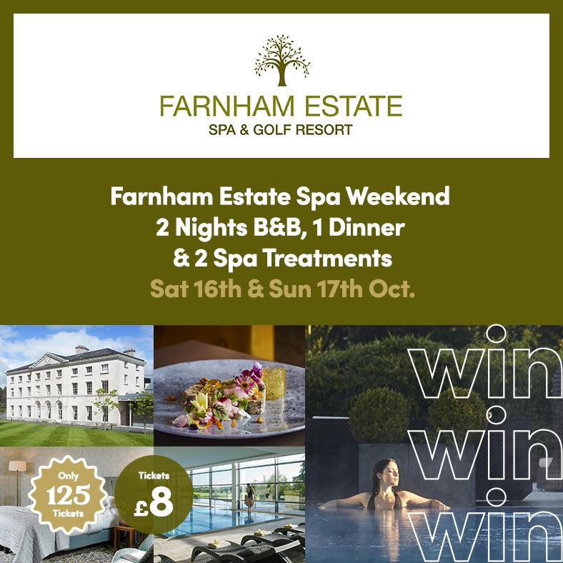 WIN a Farnham Estate, Cavan, Spa Weekend with B&B & 1 Dinner – Sat 16th & Sun 17th Oct
