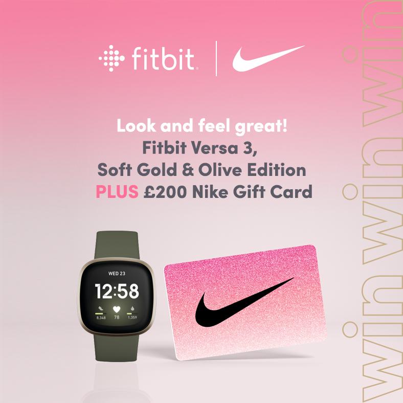 Win a Fitbit Versa 3 Soft Gold & Olive Edition PLUS £200 Nike Gift Card!