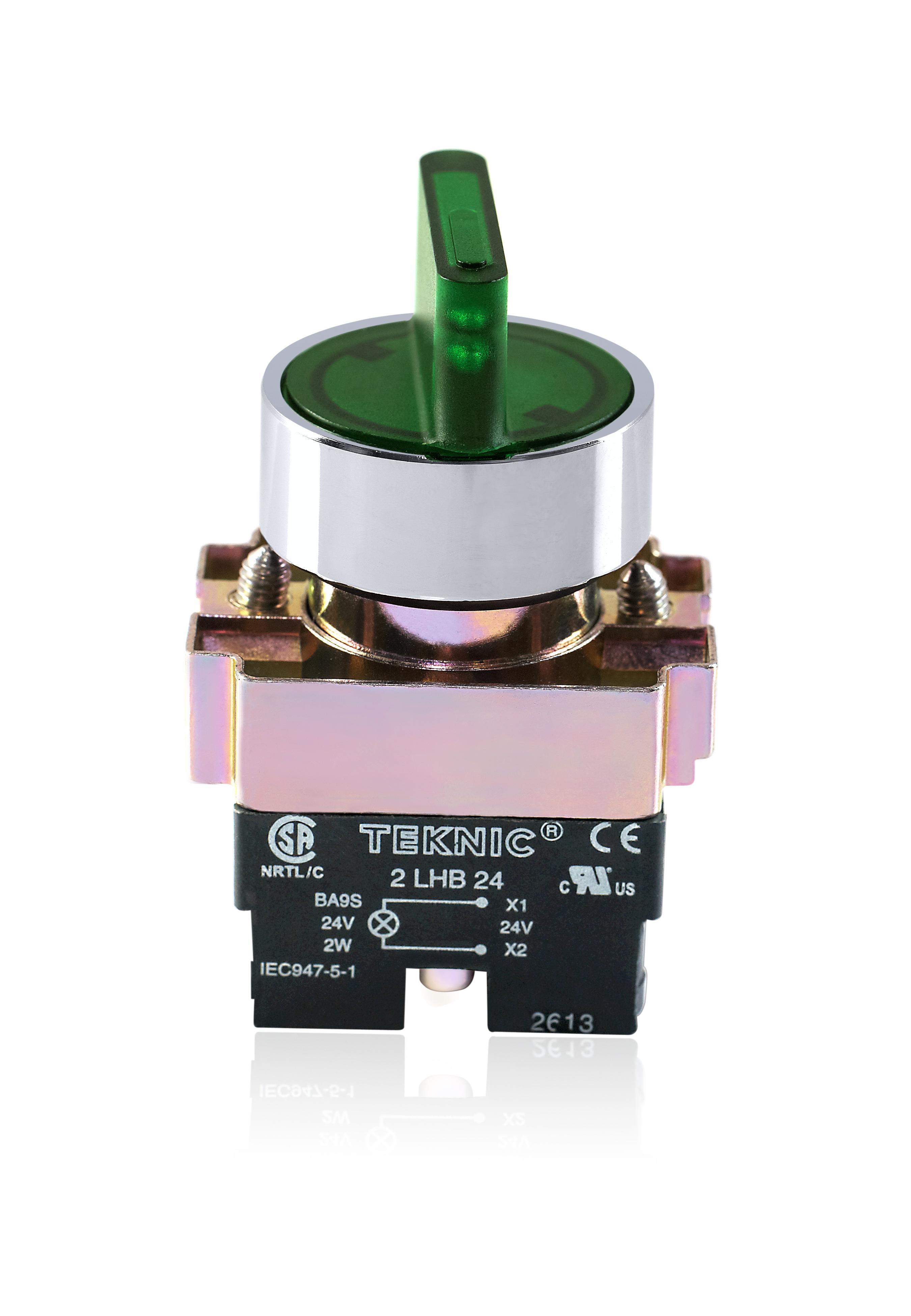 Teknic 2 Position Illuminated Selector Switch Green 2ASL3-2P