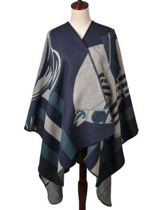Cashmere blend Warrior Wrap in navy