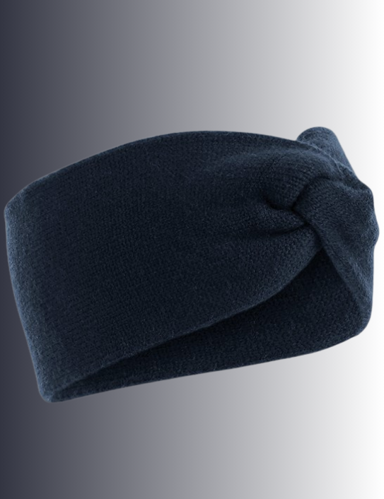 Navy Knitted Knot Headband