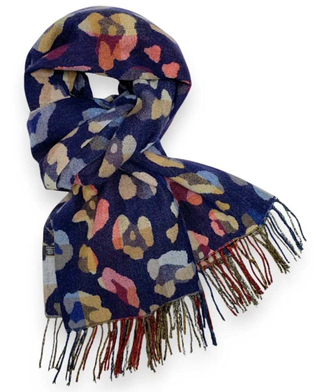 Navy Wild Side Cashmere blend scarf