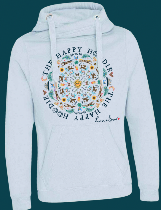 The pale blue Happy Hoodie