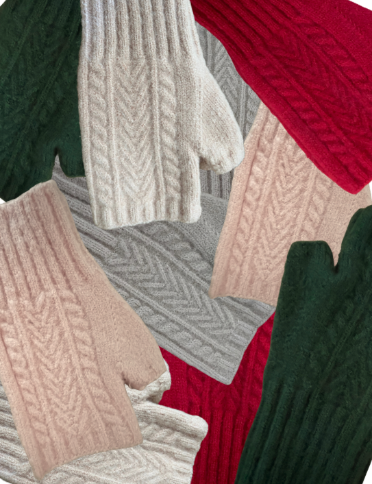 Cable Cashmere blend fingerless gloves