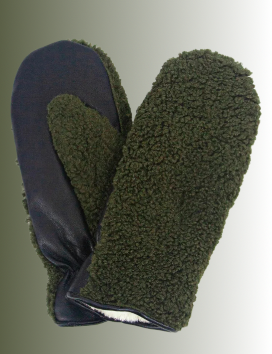 Khaki Sherpa mittens