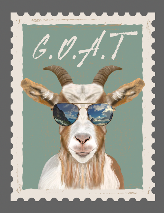 Close up of GOAT design