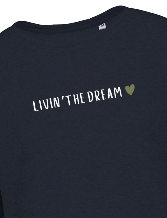 Close up of Livin the Dream Sweatshirt in navy