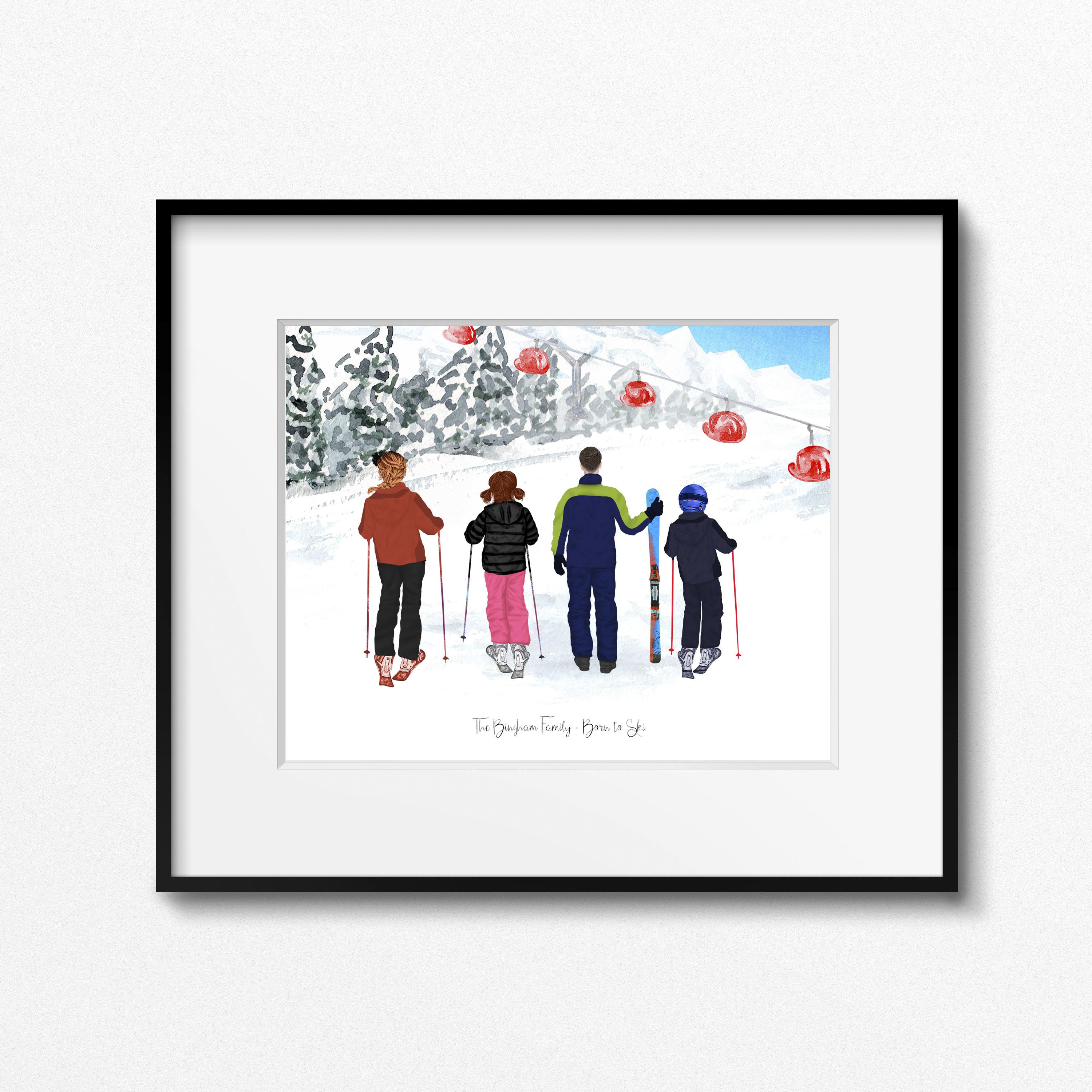family ski print